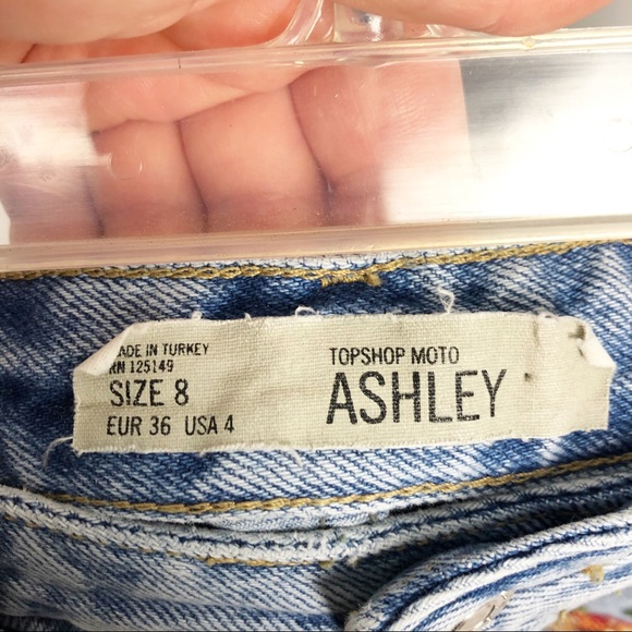 Topshop Moto Ashley Floral Cutoff Denim Jean Shorts Size 4 - Picture 4 of 7